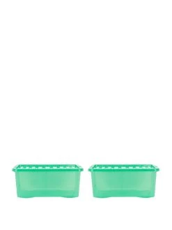 Wham Set Of 2 Crystal Green Storage Boxes – 45-litre Capacity
