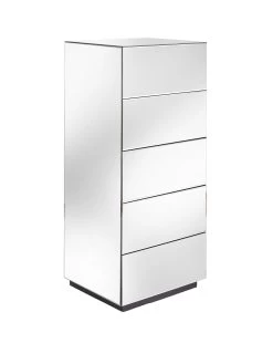 Valour Ready Assembled Mirrored 5 Drawer Tallboy -Home Comprehensive VBYSN SQ3 0000014410 GREY MIRROR SLa