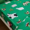 Catherine Lansfield Farmyard Animals Fitted Sheet - Green -Home Comprehensive VELQQ SQ1 0000000047 GREEN RSr