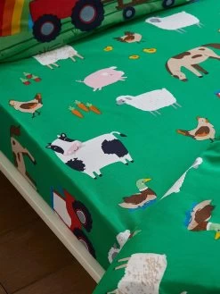 Catherine Lansfield Farmyard Animals Fitted Sheet - Green