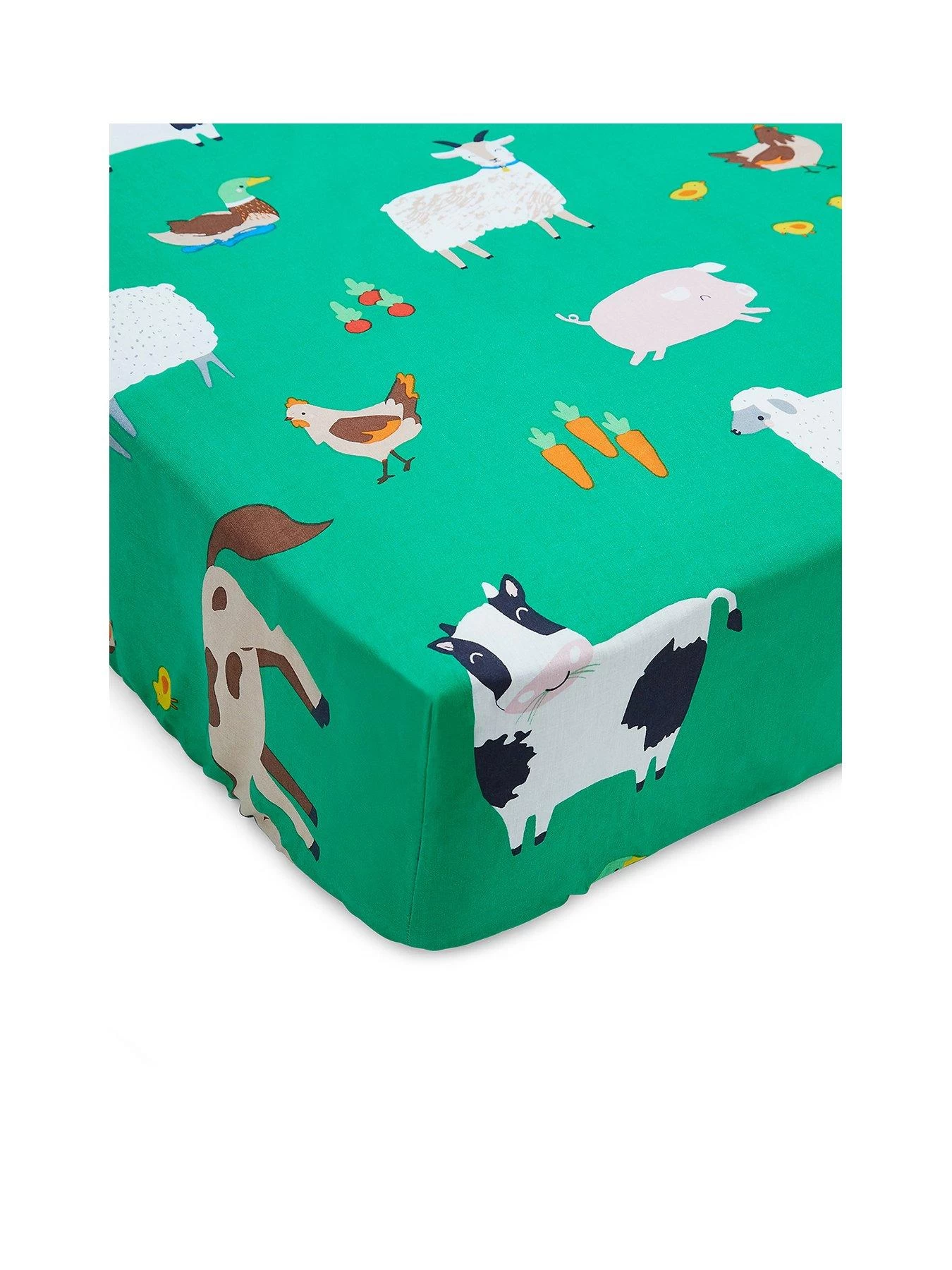 Catherine Lansfield Farmyard Animals Fitted Sheet - Green 4 Catherine Lansfield Farmyard Animals Fitted Sheet - Green - Image 2