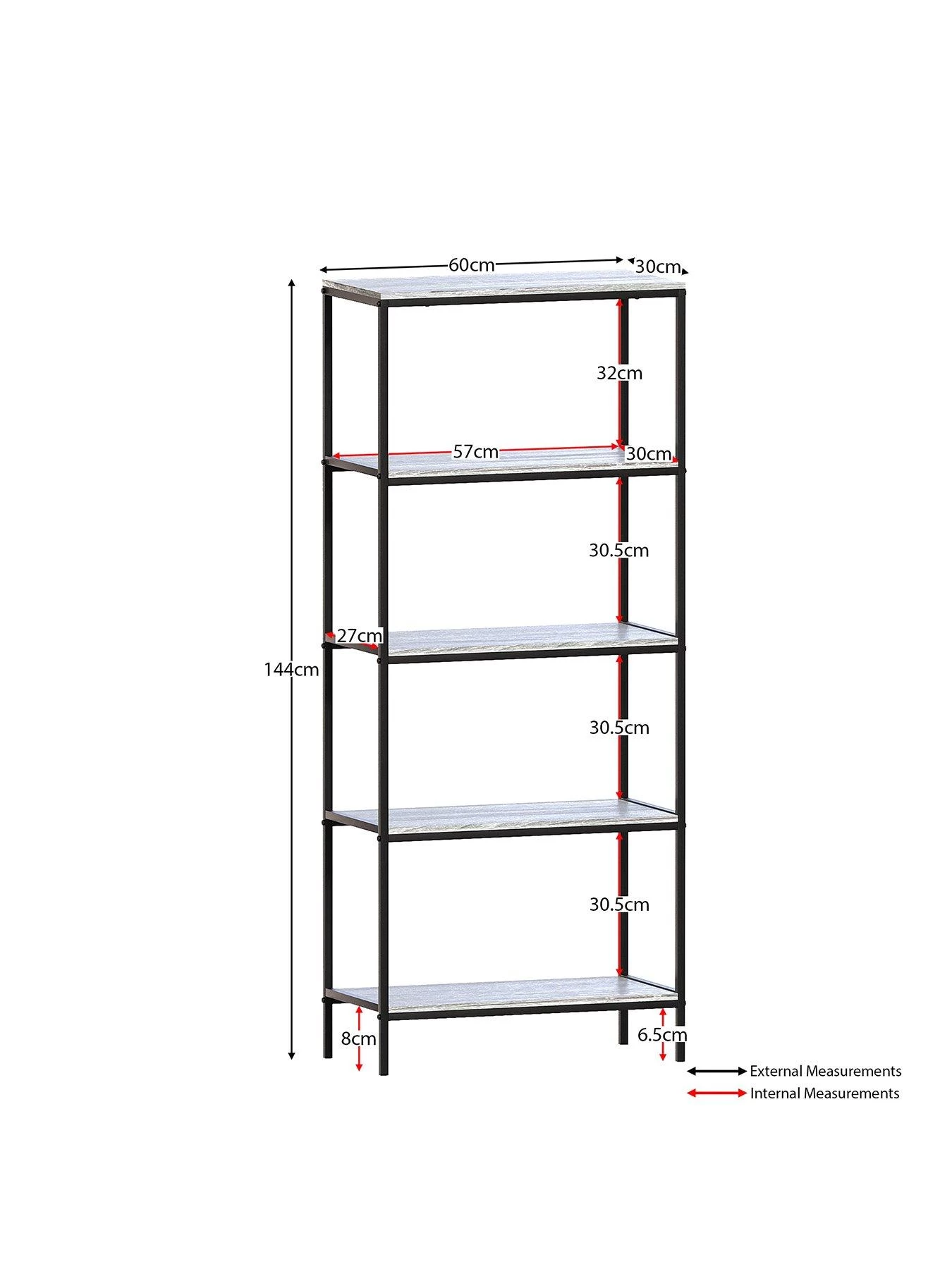 Vida Designs Brooklyn 5 Tier Bookcase - Grey Oak 4 Vida Designs Brooklyn 5 Tier Bookcase - Grey Oak - Image 2