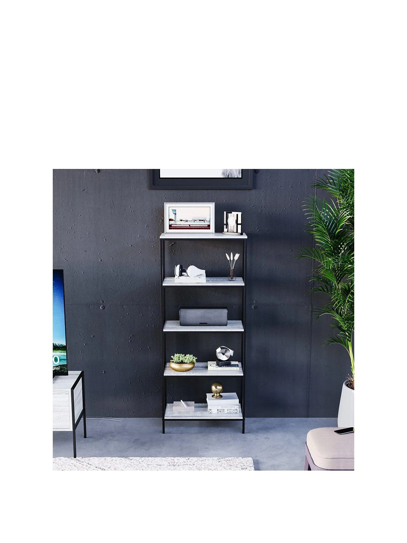 Vida Designs Brooklyn 5 Tier Bookcase - Grey Oak 5 Vida Designs Brooklyn 5 Tier Bookcase - Grey Oak - Image 3