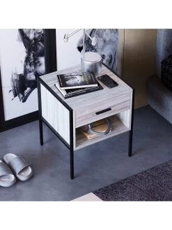 Vida Designs Brooklyn 1 Drawer Bedside Chest - Grey Oak -Home Comprehensive VGOSJ SQ4 0000006131 GREY OAK SLd