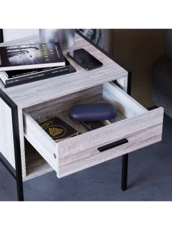 Vida Designs Brooklyn 1 Drawer Bedside Chest - Grey Oak -Home Comprehensive VGOSJ SQ5 0000006131 GREY OAK SLd1