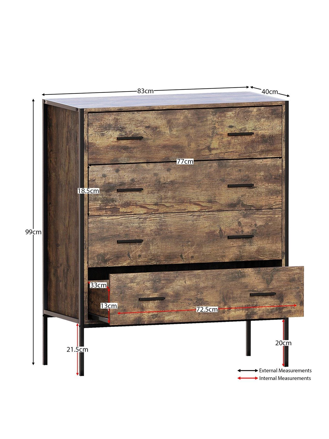 Vida Designs Brooklyn 4 Drawer Chest - Dark Oak 4 Vida Designs Brooklyn 4 Drawer Chest - Dark Oak - Image 2