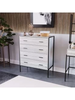 Vida Designs Brooklyn 4 Drawer Chest - Grey Oak