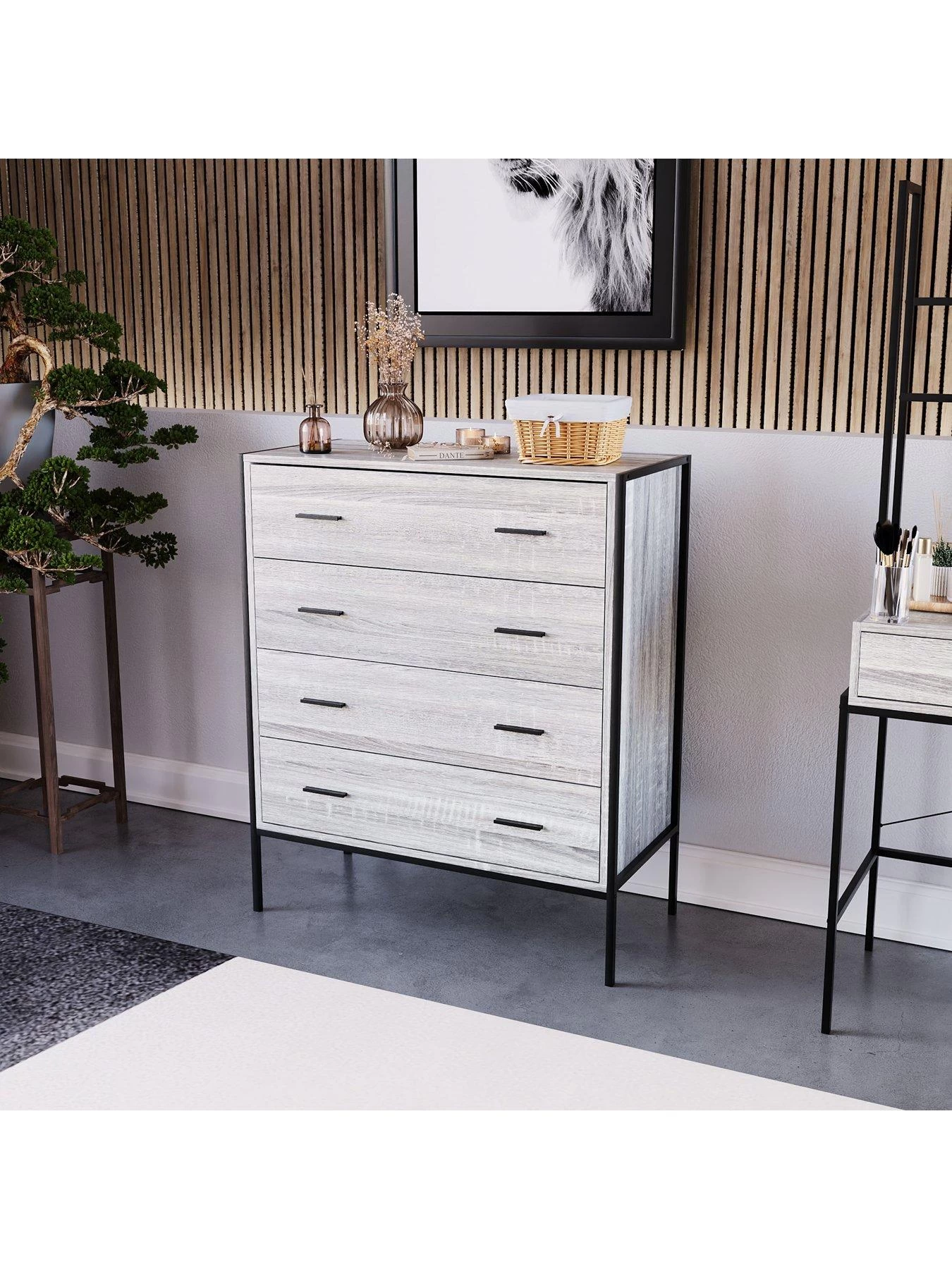 Vida Designs Brooklyn 4 Drawer Chest - Grey Oak 3 Vida Designs Brooklyn 4 Drawer Chest - Grey Oak