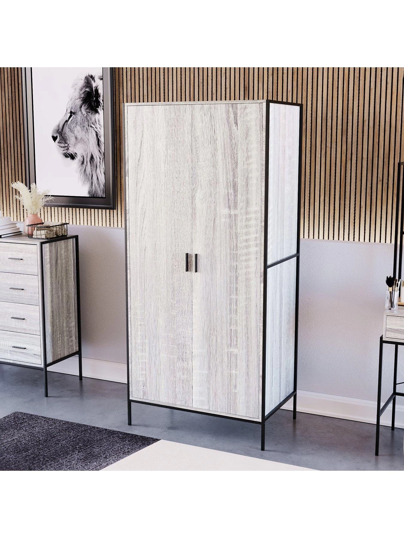 Vida Designs Brooklyn 2 Door Wardrobe - Grey Oak 3 Vida Designs Brooklyn 2 Door Wardrobe - Grey Oak