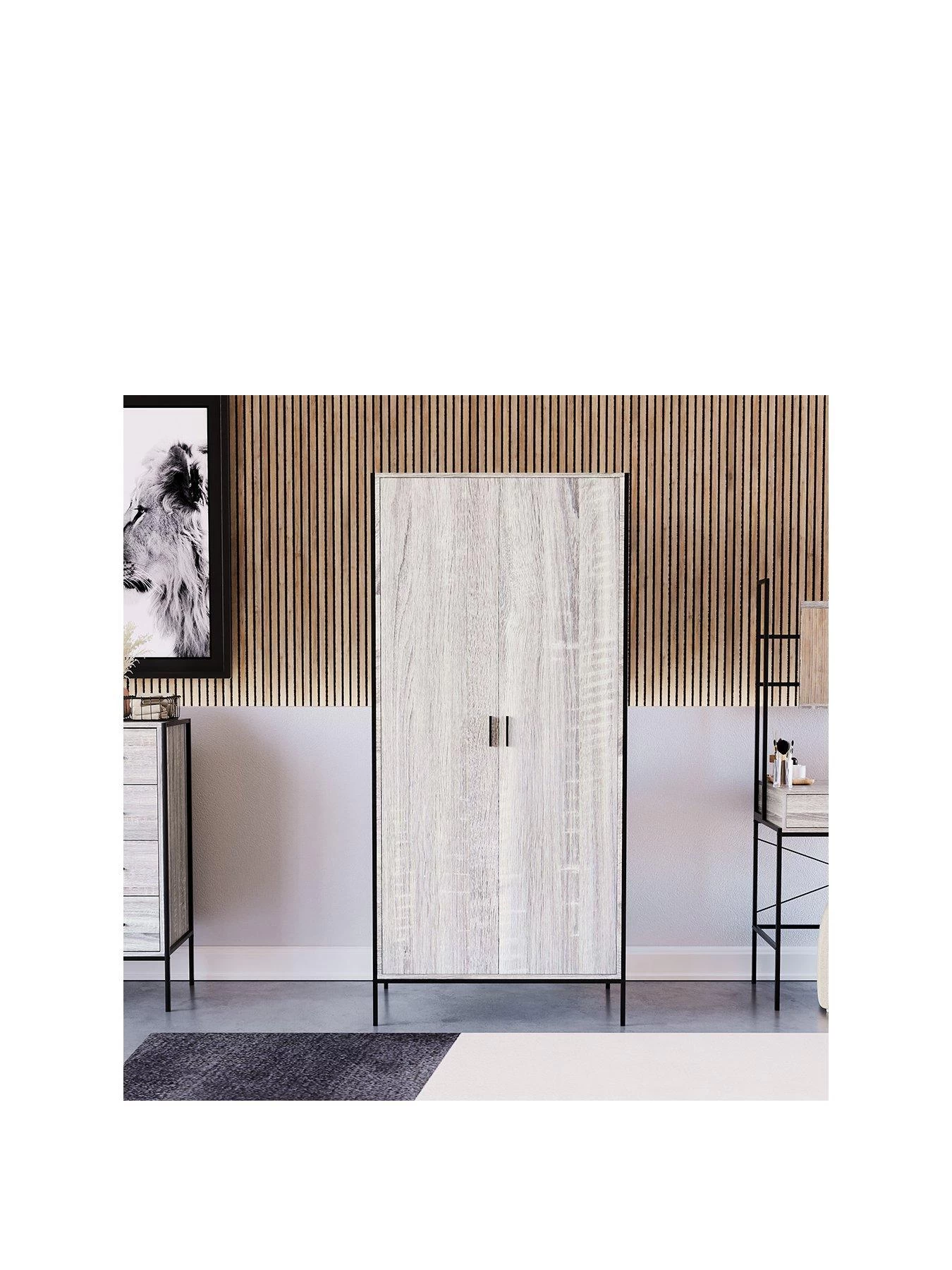 Vida Designs Brooklyn 2 Door Wardrobe - Grey Oak 5 Vida Designs Brooklyn 2 Door Wardrobe - Grey Oak - Image 3