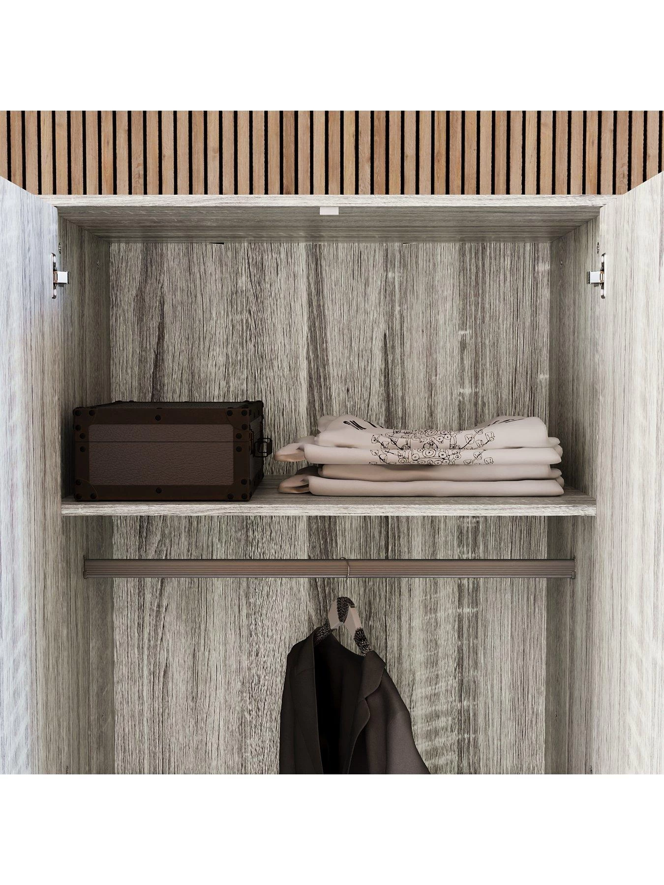 Vida Designs Brooklyn 2 Door Wardrobe - Grey Oak 7 Vida Designs Brooklyn 2 Door Wardrobe - Grey Oak - Image 5