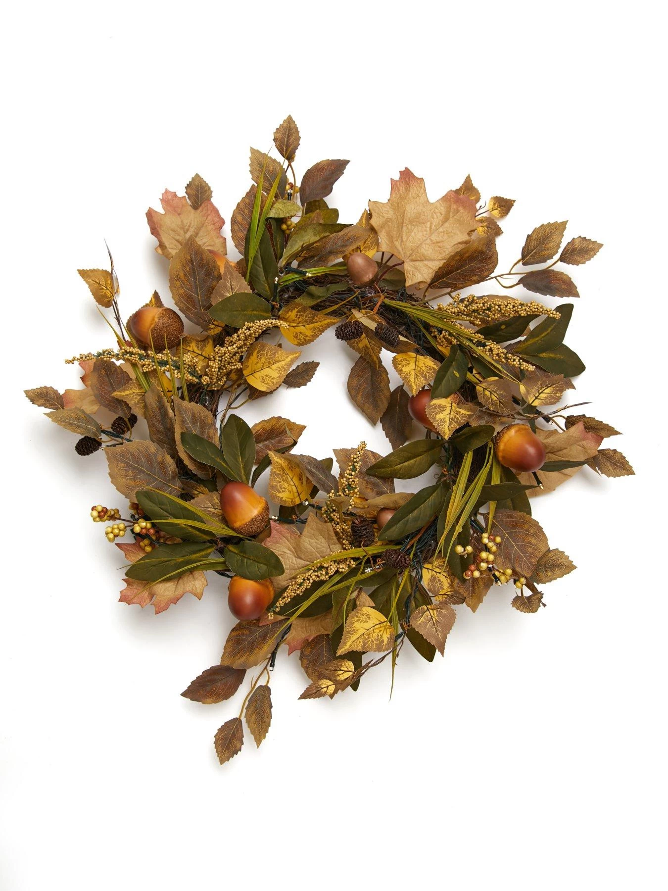 Very Home Natural And Acorn Pre Lit Autumn Wreath - 60 Cm 4 Very Home Natural And Acorn Pre Lit Autumn Wreath - 60 Cm - Image 2