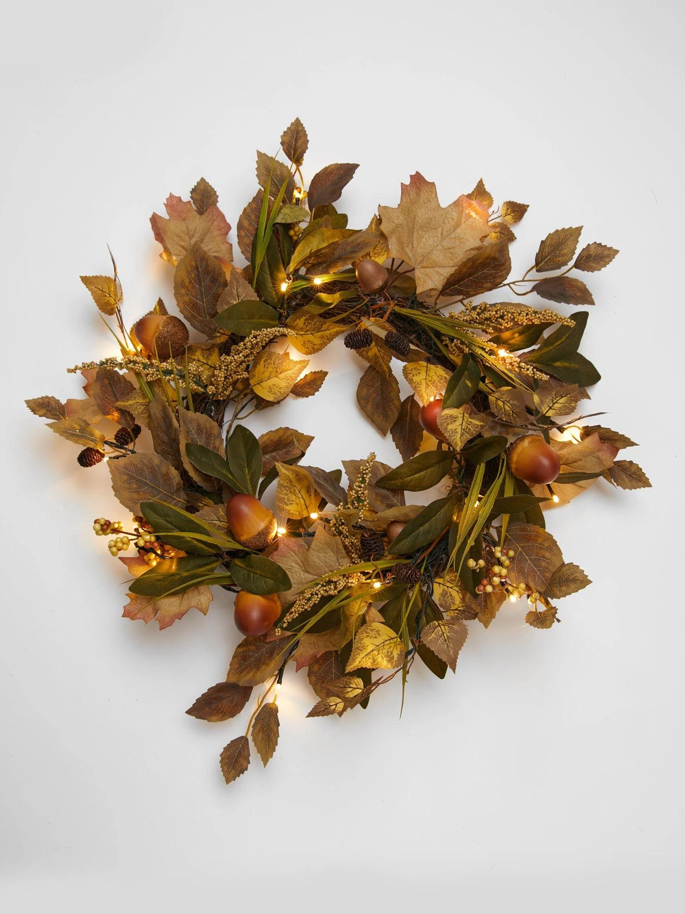 Very Home Natural And Acorn Pre Lit Autumn Wreath - 60 Cm 5 Very Home Natural And Acorn Pre Lit Autumn Wreath - 60 Cm - Image 3