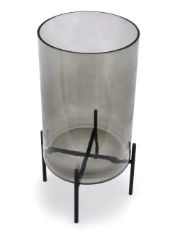 Very Home Cylinder Glass Vase With Metal Stand -Home Comprehensive VHVDF SQ3 0000000956 GREEN BLACK SLd1