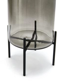 Very Home Cylinder Glass Vase With Metal Stand -Home Comprehensive VHVDF SQ4 0000000956 GREEN BLACK SLd2