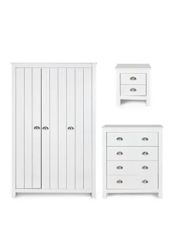 Very Home Atlanta 3 Piece Package - 3 Door Wardrobe, 4 Drawer Chest And 2 Drawer Bedside Chest - White 9 Very Home Atlanta 3 Piece Package - 3 Door Wardrobe, 4 Drawer Chest And 2 Drawer Bedside Chest - White -Home Comprehensive VIC8M SQ2 0000000013 WHITE SLf