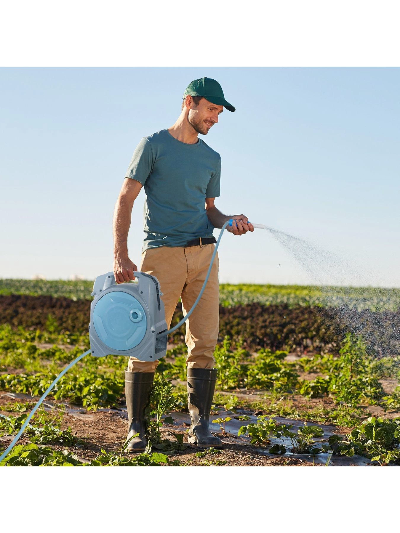 OutSunny Retractable Garden Hose Reel With 10m + 10m Hose (20m) 4 OutSunny Retractable Garden Hose Reel With 10m + 10m Hose (20m) - Image 2