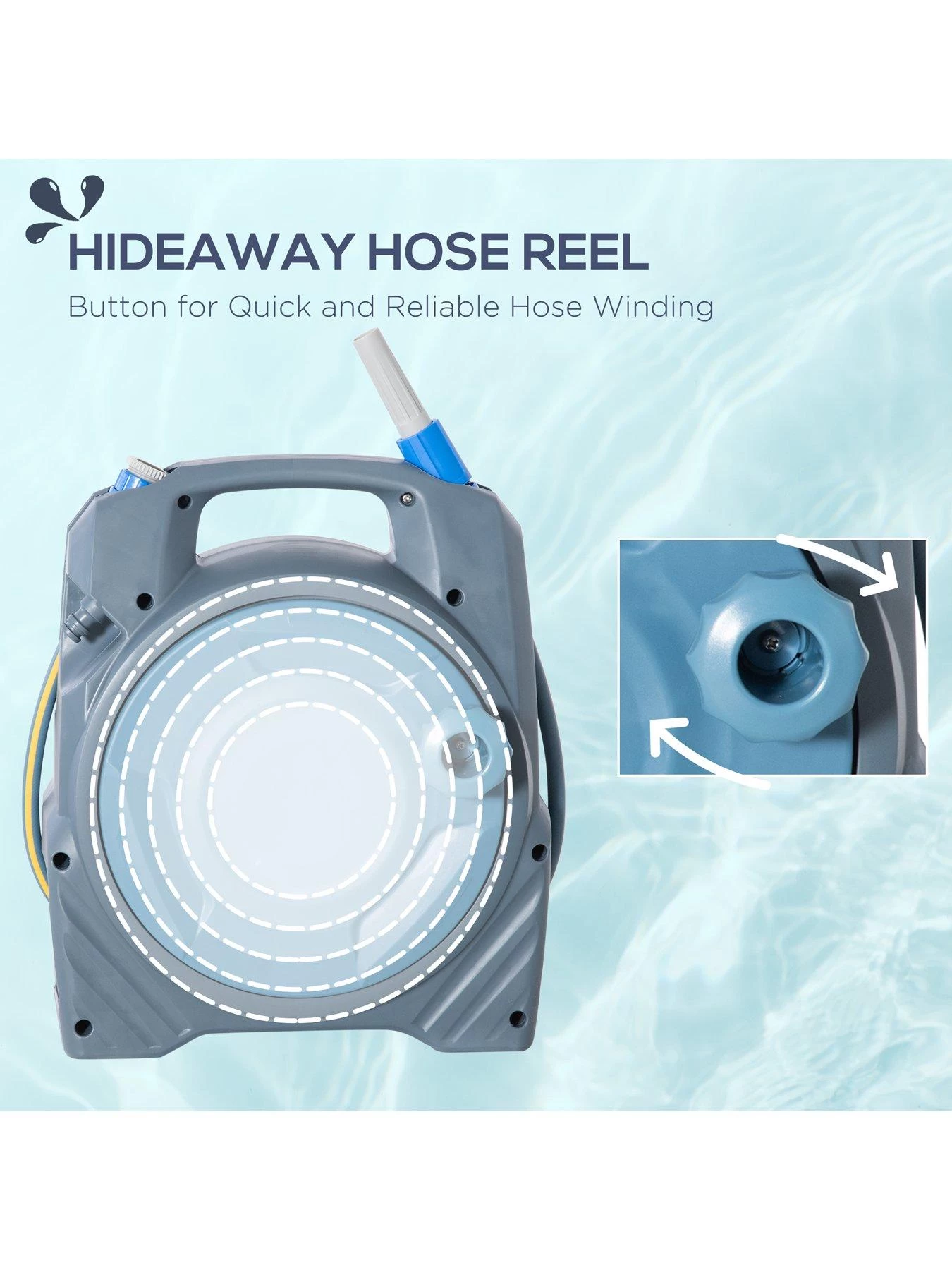 OutSunny Retractable Garden Hose Reel With 10m + 10m Hose (20m) 7 OutSunny Retractable Garden Hose Reel With 10m + 10m Hose (20m) - Image 5