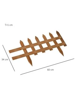 OutSunny Pack Of 12 Wooden Border Fences for Lawn Or Border - Brown -Home Comprehensive VJO5A SQ3 0000000099 N A SLd1