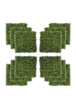 OutSunny 12-Piece 50cm X 50cmĀ Artificial Boxwood Wall Panel -Ā Milan Grass, Privacy Fence Screen
