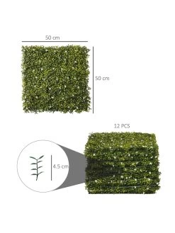 OutSunny 12-Piece 50cm X 50cm Artificial Boxwood Wall Panel -  Milan Grass, Privacy Fence Screen -Home Comprehensive VJO5B SQ3 0000000099 N A SLd1