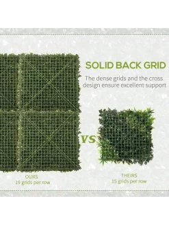 OutSunny 12-Piece 50cm X 50cm Artificial Boxwood Wall Panel -  Milan Grass, Privacy Fence Screen -Home Comprehensive VJO5B SQ6 0000000099 N A SLd4