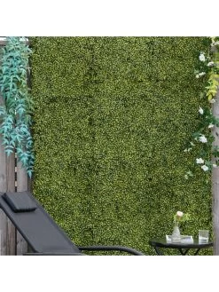 OutSunny 12-Piece 50 X 50cm Artificial Boxwood Wall Panel - Milan Grass, Privacy Fence Screen -Home Comprehensive VJO5C SQ3 0000000099 N A SLd1