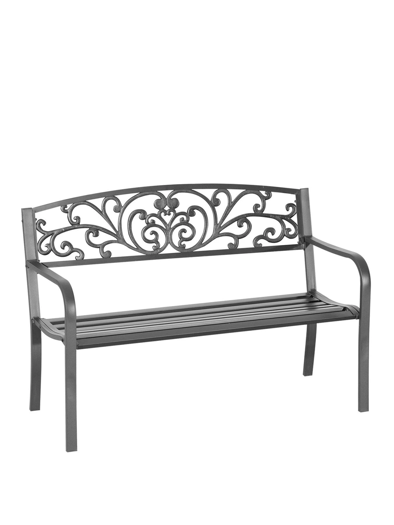 OutSunny 2-Seater Steel Garden Bench - Black 4 OutSunny 2-Seater Steel Garden Bench - Black - Image 2