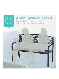 OutSunny 2-Seater Steel Garden Bench - Black 11 OutSunny 2-Seater Steel Garden Bench - Black -Home Comprehensive VJO6U SQ3 0000000099 N A SLa