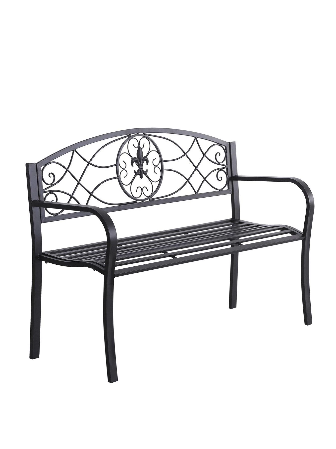 OutSunny Metal Frame Bench - Black 4 OutSunny Metal Frame Bench - Black - Image 2