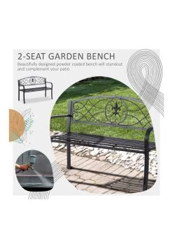 OutSunny Metal Frame Bench - Black 11 OutSunny Metal Frame Bench - Black -Home Comprehensive VJO6Z SQ3 0000000099 N A SLa
