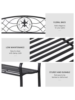 OutSunny Metal Frame Bench - Black 12 OutSunny Metal Frame Bench - Black -Home Comprehensive VJO6Z SQ4 0000000099 N A SLd
