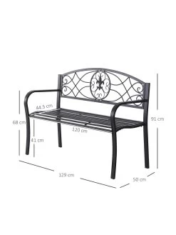 OutSunny Metal Frame Bench - Black 15 OutSunny Metal Frame Bench - Black -Home Comprehensive VJO6Z SQ7 0000000099 N A DGy