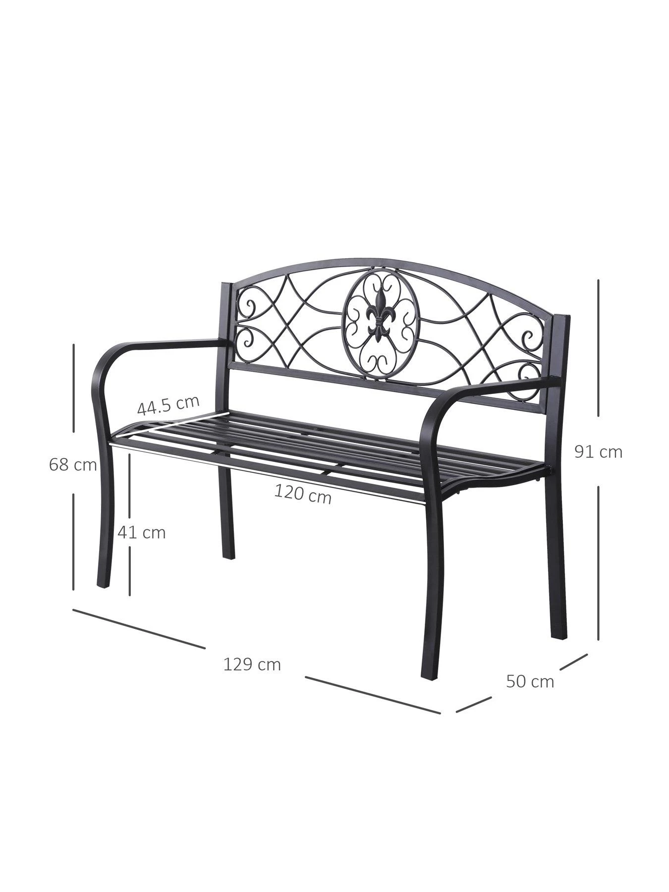 OutSunny Metal Frame Bench - Black 9 OutSunny Metal Frame Bench - Black - Image 7