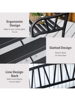 OutSunny 2-Seater Garden Bench Metal Loveseat With Decorative Backrest And Ergonomic Armrest 12 OutSunny 2-Seater Garden Bench Metal Loveseat With Decorative Backrest And Ergonomic Armrest -Home Comprehensive VJO71 SQ4 0000000099 N A SLd