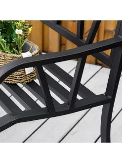 OutSunny 2-Seater Garden Bench Metal Loveseat With Decorative Backrest And Ergonomic Armrest 14 OutSunny 2-Seater Garden Bench Metal Loveseat With Decorative Backrest And Ergonomic Armrest -Home Comprehensive VJO71 SQ6 0000000099 N A SLd2