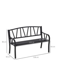 OutSunny 2-Seater Garden Bench Metal Loveseat With Decorative Backrest And Ergonomic Armrest 15 OutSunny 2-Seater Garden Bench Metal Loveseat With Decorative Backrest And Ergonomic Armrest -Home Comprehensive VJO71 SQ7 0000000099 N A DGy