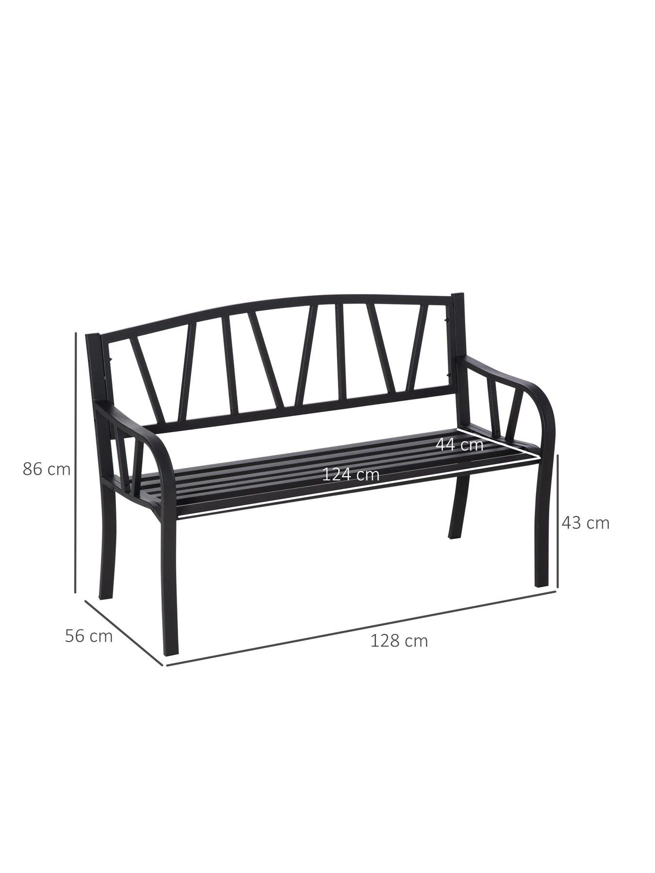 OutSunny 2-Seater Garden Bench Metal Loveseat With Decorative Backrest And Ergonomic Armrest 9 OutSunny 2-Seater Garden Bench Metal Loveseat With Decorative Backrest And Ergonomic Armrest - Image 7