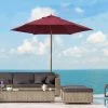 OutSunny 2.5m Wooden Garden Parasol Umbrella - Red Wine 1 OutSunny 2.5m Wooden Garden Parasol Umbrella - Red Wine -Home Comprehensive VJO78 SQ1 0000000099 N A RSr