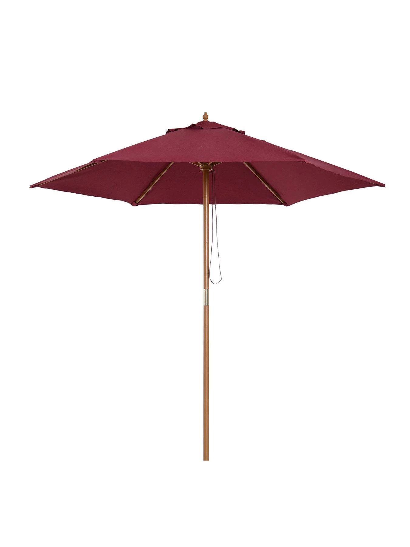 OutSunny 2.5m Wooden Garden Parasol Umbrella - Red Wine 4 OutSunny 2.5m Wooden Garden Parasol Umbrella - Red Wine - Image 2