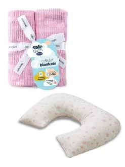 Silentnight Safe Nights Grow With Me Pillow And Cellular Blanket Bundle- Pink