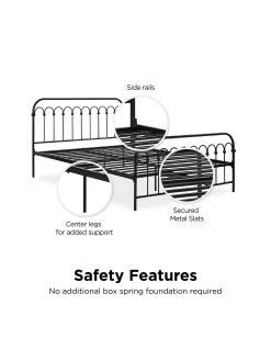 Novogratz Bright Pop Double Metal Bed Frame - Black -Home Comprehensive VJWPZ SQ4 0000000004 BLACK SLd