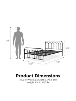 Novogratz Bright Pop Double Metal Bed Frame - Black -Home Comprehensive VJWPZ SQ7 0000000004 BLACK DGy