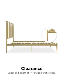 Dorel Home Giulia Modern King Metal Bed Frame - Gold -Home Comprehensive VJWQL SQ5 0000000036 GOLD SLd1