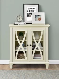 Ellington Double Glass Door Accent Cabinet - White