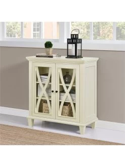 Ellington Double Glass Door Accent Cabinet - White -Home Comprehensive VKEER SQ5 0000000013 WHITE SLd2