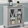 Ellington Double Glass Door Accent Cabinet - Grey -Home Comprehensive VKEES SQ1 0000000005 GREY RSr