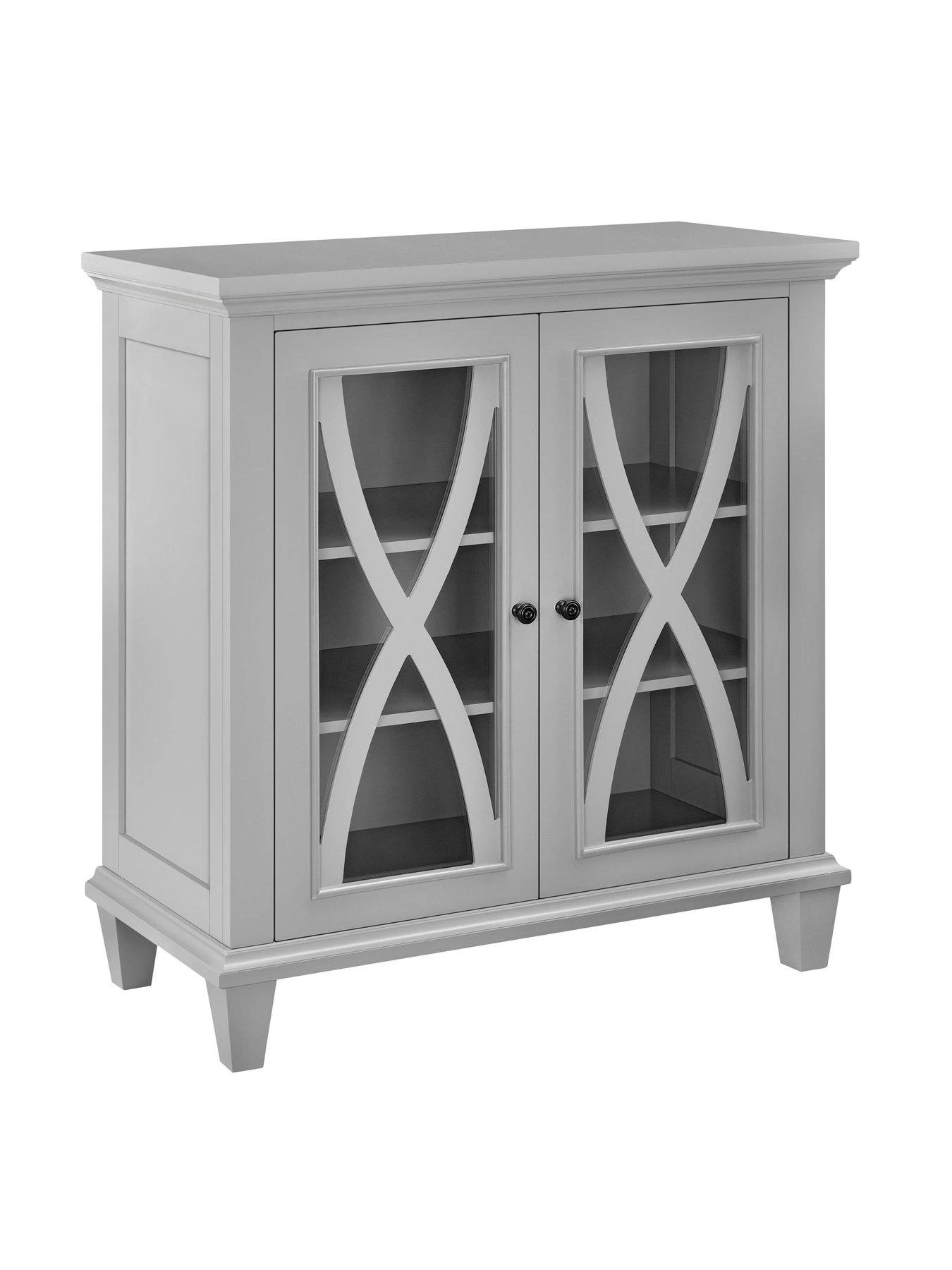 Ellington Double Glass Door Accent Cabinet - Grey 6 Ellington Double Glass Door Accent Cabinet - Grey - Image 4