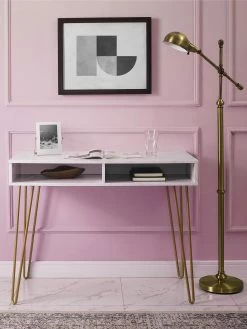 Novogratz Athena Desk - White -Home Comprehensive VKEEU SQ4 0000000013 WHITE SLd1