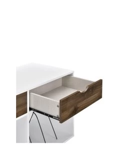 Novogratz Concord 2 Drawer Side Table/Turntable Stand - White/Oak -Home Comprehensive VKEF1 SQ3 0000000010 WHITE OAK SLa